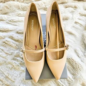 Vionic Shoes Vionic Minnie Leather Pump Kitten Heel Nude Mary Jane Size 8.5